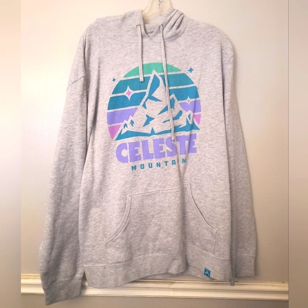Celeste Gray Hoodie with Mountain Graphic Video Game Limited Edition